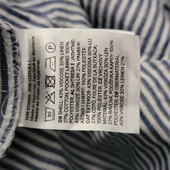 H&M Linen Blend Striped Blue Women's Pants - Picture 7 of 9